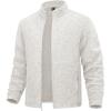 imageMAGCOMSEN Mens Zip Up Sweatshirt Casual Fleece Jacket with Zipper Pockets and Stand CollarBeige