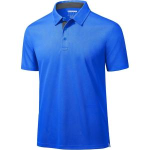 imageMAGCOMSEN Mens Polo Shirts Short Sleeve Lightweight Moisture Wicking Golf Polos 3 Buttons Performance Collared Shirt MenColorblue