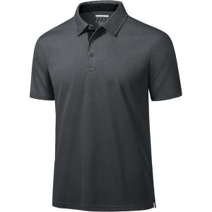 imageMAGCOMSEN Mens Polo Shirts Short Sleeve Lightweight Moisture Wicking Golf Polos 3 Buttons Performance Collared Shirt MenDarkgrey