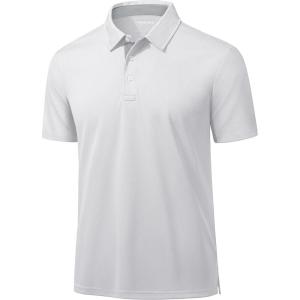 imageMAGCOMSEN Mens Polo Shirts Short Sleeve Lightweight Moisture Wicking Golf Polos 3 Buttons Performance Collared Shirt MenWhite