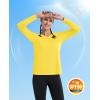imageMAGCOMSEN Womens UPF 50 Long Sleeve Shirts V Neck Dry Fit Lightweight Athletic Hiking Running Workout Tops Yellow XL