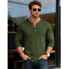 imageMAGCOMSEN Mens Henley Shirts Long Sleeve Button Shirts Moisture Wicking Tees Casual Basic Solid Pullover ShirtArmy Green