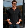 imageMAGCOMSEN Mens Henley Shirts Long Sleeve Button Shirts Moisture Wicking Tees Casual Basic Solid Pullover ShirtBlack