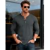 imageMAGCOMSEN Mens Henley Shirts Long Sleeve Button Shirts Moisture Wicking Tees Casual Basic Solid Pullover ShirtDarkgrey