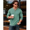imageMAGCOMSEN Mens Henley Shirts Long Sleeve Button Shirts Moisture Wicking Tees Casual Basic Solid Pullover ShirtGrey Green