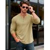 imageMAGCOMSEN Mens Henley Shirts Long Sleeve Button Shirts Moisture Wicking Tees Casual Basic Solid Pullover ShirtKhaki