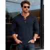 imageMAGCOMSEN Mens Henley Shirts Long Sleeve Button Shirts Moisture Wicking Tees Casual Basic Solid Pullover ShirtNavy