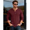 imageMAGCOMSEN Mens Henley Shirts Long Sleeve Button Shirts Moisture Wicking Tees Casual Basic Solid Pullover ShirtWinered