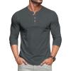 imageMAGCOMSEN Mens Henley Shirts Long Sleeve Button Shirts Moisture Wicking Tees Casual Basic Solid Pullover ShirtDarkgrey
