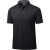 imageMAGCOMSEN Mens Polo Shirts Short Sleeve Lightweight Moisture Wicking Golf Polos 3 Buttons Performance Collared Shirt MenBlack