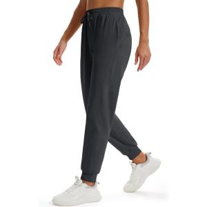 imageMAGCOMSEN Womens Fleece Lined Joggers Waterproof Thermal Winter Sweatpants Insulated Hiking Running Snow Pants PocketsDark Grey