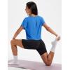 imageMAGCOMSEN Workout Crop Tops for Women Short Sleeve Cotton Athletic Yoga Tops Loose Casual Cropped T ShirtsAzure