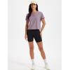 imageMAGCOMSEN Workout Crop Tops for Women Short Sleeve Cotton Athletic Yoga Tops Loose Casual Cropped T ShirtsGray Purple