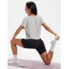 imageMAGCOMSEN Workout Crop Tops for Women Short Sleeve Cotton Athletic Yoga Tops Loose Casual Cropped T ShirtsLight Grey