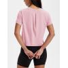 imageMAGCOMSEN Workout Crop Tops for Women Short Sleeve Cotton Athletic Yoga Tops Loose Casual Cropped T ShirtsLight Pink