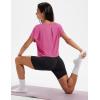 imageMAGCOMSEN Workout Crop Tops for Women Short Sleeve Cotton Athletic Yoga Tops Loose Casual Cropped T ShirtsRose Red