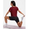 imageMAGCOMSEN Workout Crop Tops for Women Short Sleeve Cotton Athletic Yoga Tops Loose Casual Cropped T ShirtsVintage Red
