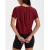 imageMAGCOMSEN Workout Crop Tops for Women Short Sleeve Cotton Athletic Yoga Tops Loose Casual Cropped T ShirtsVintage Red