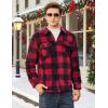 imageMAGCOMSEN Mens Flannel Shirt Jacket Fleece Lined Thick Long Sleeve Coat Winter Warm Plaid Shacket Jackets with 5 PocketsBlack Red