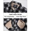 imageMAGCOMSEN Mens Flannel Shirt Jacket Fleece Lined Thick Long Sleeve Coat Winter Warm Plaid Shacket Jackets with 5 PocketsBlack White