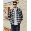 imageMAGCOMSEN Mens Flannel Shirt Jacket Fleece Lined Thick Long Sleeve Coat Winter Warm Plaid Shacket Jackets with 5 PocketsBlack White