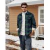 imageMAGCOMSEN Mens Flannel Shirt Jacket Fleece Lined Thick Long Sleeve Coat Winter Warm Plaid Shacket Jackets with 5 PocketsGreen Blue