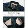 imageMAGCOMSEN Mens Flannel Shirt Jacket Fleece Lined Thick Long Sleeve Coat Winter Warm Plaid Shacket Jackets with 5 PocketsGreen Blue