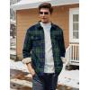 imageMAGCOMSEN Mens Flannel Shirt Jacket Fleece Lined Thick Long Sleeve Coat Winter Warm Plaid Shacket Jackets with 5 PocketsGreen Blue