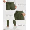 imageMAGCOMSEN Womens Fleece Lined Joggers High Waisted Water Resistant Thermal Winter Hiking Running Sweatpants with PocketsArmy Green