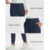 imageMAGCOMSEN Womens Fleece Lined Joggers High Waisted Water Resistant Thermal Winter Hiking Running Sweatpants with PocketsNavy