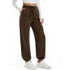 imageMAGCOMSEN Womens Fleece Lined Joggers Winter Baggy Sweatpants with Pockets Thermal High Waisted Casual Athletic PantsDark Brown