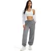 imageMAGCOMSEN Womens Fleece Lined Joggers Winter Baggy Sweatpants with Pockets Thermal High Waisted Casual Athletic PantsDark Grey