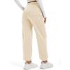 imageMAGCOMSEN Womens Fleece Lined Joggers Winter Baggy Sweatpants with Pockets Thermal High Waisted Casual Athletic PantsLight Apricot