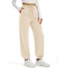 imageMAGCOMSEN Womens Fleece Lined Joggers Winter Baggy Sweatpants with Pockets Thermal High Waisted Casual Athletic PantsLight Apricot