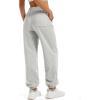 imageMAGCOMSEN Womens Fleece Lined Joggers Winter Baggy Sweatpants with Pockets Thermal High Waisted Casual Athletic PantsLight Grey