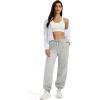 imageMAGCOMSEN Womens Fleece Lined Joggers Winter Baggy Sweatpants with Pockets Thermal High Waisted Casual Athletic PantsLight Grey