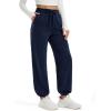 imageMAGCOMSEN Womens Fleece Lined Joggers Winter Baggy Sweatpants with Pockets Thermal High Waisted Casual Athletic PantsNavy