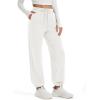 imageMAGCOMSEN Womens Fleece Lined Joggers Winter Baggy Sweatpants with Pockets Thermal High Waisted Casual Athletic PantsWhite