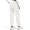 imageMAGCOMSEN Womens Fleece Lined Joggers Winter Baggy Sweatpants with Pockets Thermal High Waisted Casual Athletic PantsWhite