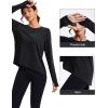 imageMAGCOMSEN Womens Long Sleeve Workout Shirts MoistureWicking Loose Fit Athletic Running Yoga Tops with Thumb HoleBlack