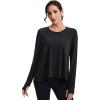 imageMAGCOMSEN Womens Long Sleeve Workout Shirts MoistureWicking Loose Fit Athletic Running Yoga Tops with Thumb HoleBlack