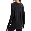 imageMAGCOMSEN Womens Long Sleeve Workout Shirts MoistureWicking Loose Fit Athletic Running Yoga Tops with Thumb HoleBlack