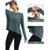imageMAGCOMSEN Womens Long Sleeve Workout Shirts MoistureWicking Loose Fit Athletic Running Yoga Tops with Thumb HoleGgreen