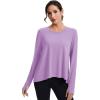 imageMAGCOMSEN Womens Long Sleeve Workout Shirts MoistureWicking Loose Fit Athletic Running Yoga Tops with Thumb HoleLightpurple