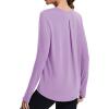imageMAGCOMSEN Womens Long Sleeve Workout Shirts MoistureWicking Loose Fit Athletic Running Yoga Tops with Thumb HoleLightpurple