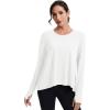 imageMAGCOMSEN Womens Long Sleeve Workout Shirts MoistureWicking Loose Fit Athletic Running Yoga Tops with Thumb HoleWhite
