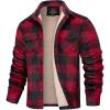 imageMAGCOMSEN Mens Flannel Shirt Jacket Fleece Lined Thick Long Sleeve Coat Winter Warm Plaid Shacket Jackets with 5 PocketsBlack Red