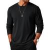 imageMAGCOMSEN Mens Long Sleeve Tee Shirts Lightweight Moisture Wicking Casual Comfort Crewneck Plain Long Sleeve ShirtsBlack