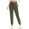 imageMAGCOMSEN Womens Fleece Lined Joggers High Waisted Water Resistant Thermal Winter Hiking Running Sweatpants with PocketsArmy Green