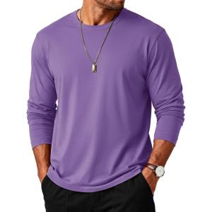 imageMAGCOMSEN Mens Long Sleeve Tee Shirts Lightweight Moisture Wicking Casual Comfort Crewneck Plain Long Sleeve ShirtsLtpurple